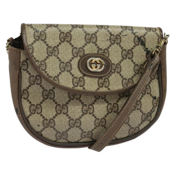GUCCI GG Supreme Shoulder Bag PVC Beige Gold Auth ep9768