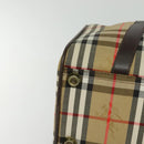 Burberrys Nova Check Boston Bag Canvas Beige Gold Auth ep9770-9