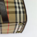 Burberrys Nova Check Boston Bag Canvas Beige Gold Auth ep9770-16