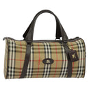 Burberrys Nova Check Boston Bag Canvas Beige Gold Auth ep9770-1