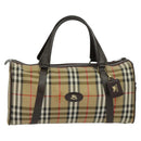 Burberrys Nova Check Boston Bag Canvas Beige Gold Auth ep9770-13