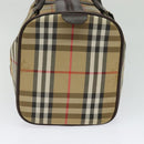 Burberrys Nova Check Boston Bag Canvas Beige Gold Auth ep9770-3