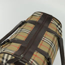 Burberrys Nova Check Boston Bag Canvas Beige Gold Auth ep9770-6