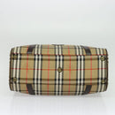 Burberrys Nova Check Boston Bag Canvas Beige Gold Auth ep9770-5