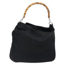 GUCCI Bamboo Hand Bag Nylon Black Silver 001 2123 1577 Auth ep9772-1