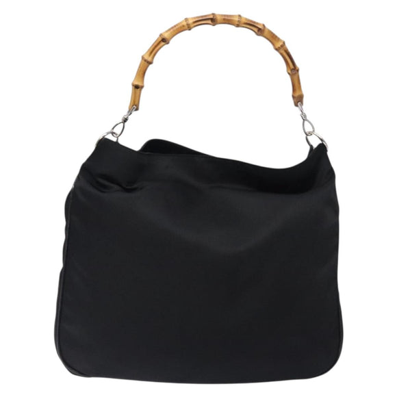 GUCCI Bamboo Hand Bag Nylon Black Silver 001 2123 1577 Auth ep9772