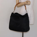 GUCCI Bamboo Hand Bag Nylon Black Silver 001 2123 1577 Auth ep9772-20