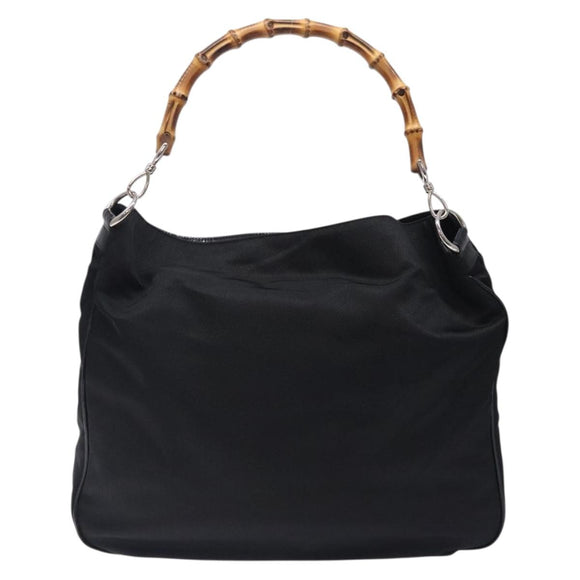 GUCCI Bamboo Hand Bag Nylon Black Silver 001 2123 1577 Auth ep9772