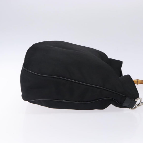 GUCCI Bamboo Hand Bag Nylon Black Silver 001 2123 1577 Auth ep9772