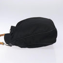 GUCCI Bamboo Hand Bag Nylon Black Silver 001 2123 1577 Auth ep9772-4