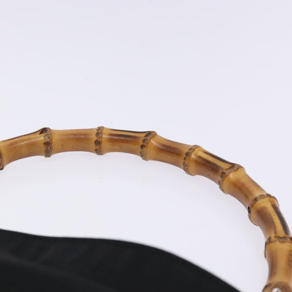 GUCCI Bamboo Hand Bag Nylon Black Silver 001 2123 1577 Auth ep9772