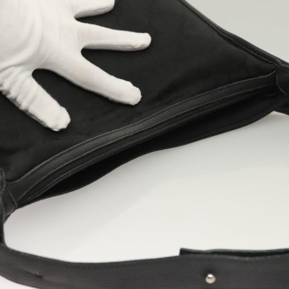 GUCCI GG Canvas Shoulder Bag Black Silver Auth ep9783