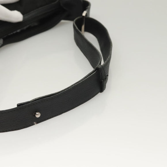 GUCCI GG Canvas Shoulder Bag Black Silver Auth ep9783