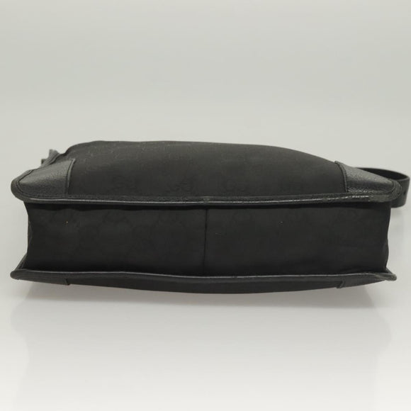 GUCCI GG Canvas Shoulder Bag Black Silver Auth ep9783