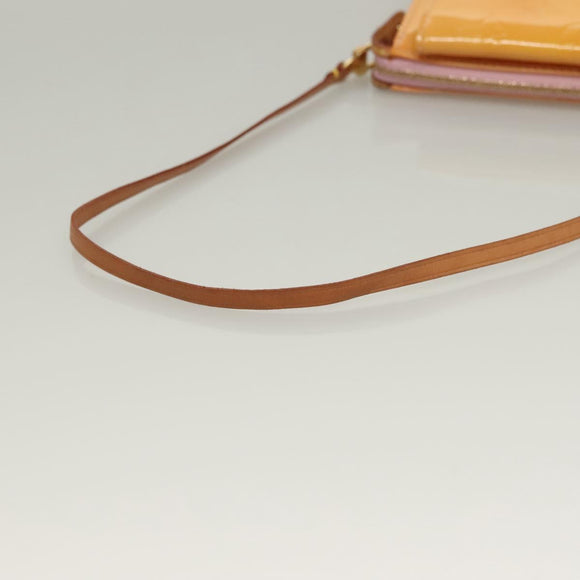 LOUIS VUITTON Monogram Vernis Motto Pouch Marshmallow Pink M91312 Auth ep9785