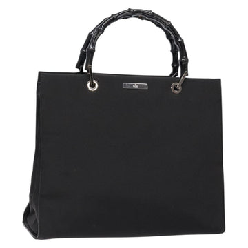 GUCCI Bamboo Hand Bag Nylon Black Silver 002 1010 Auth ep9789