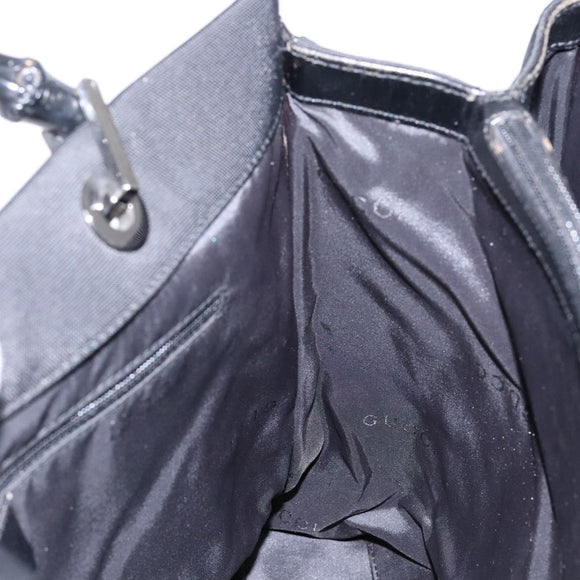 GUCCI Bamboo Hand Bag Nylon Black Silver 002 1010 Auth ep9789