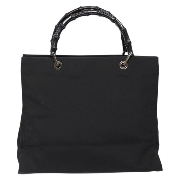 GUCCI Bamboo Hand Bag Nylon Black Silver 002 1010 Auth ep9789