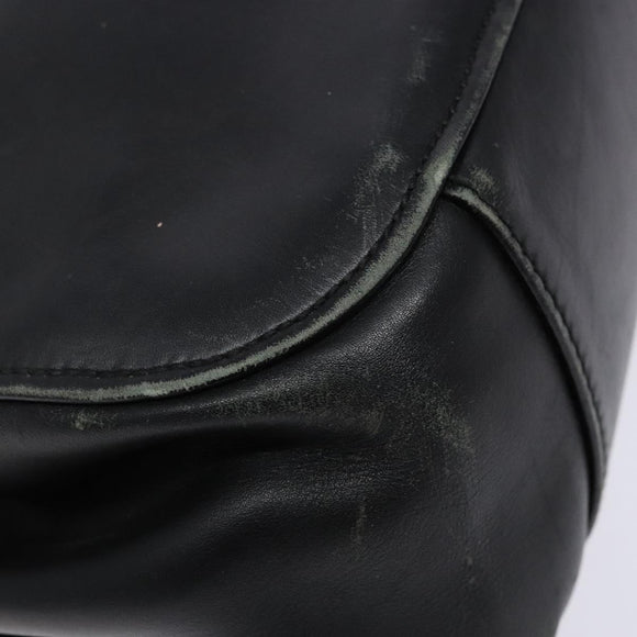 GUCCI Shoulder Bag Leather Black Silver 105376 Auth ep9793