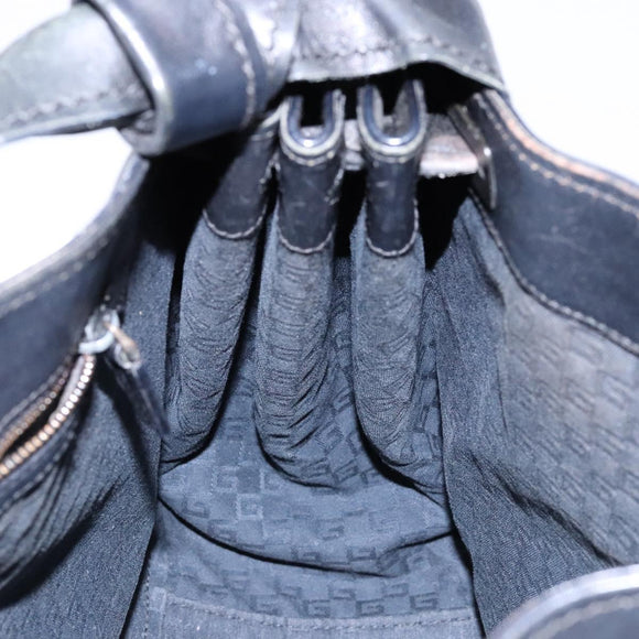 GUCCI Shoulder Bag Leather Black Silver 105376 Auth ep9793