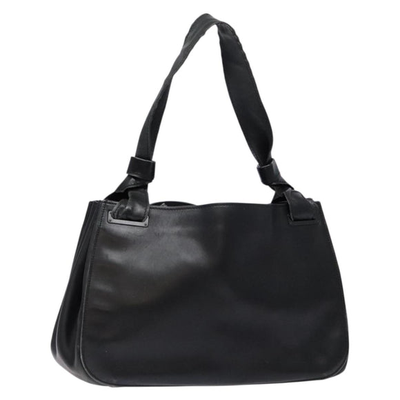 GUCCI Shoulder Bag Leather Black Silver 105376 Auth ep9793