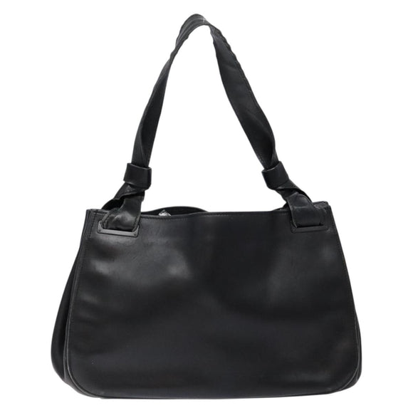 GUCCI Shoulder Bag Leather Black Silver 105376 Auth ep9793