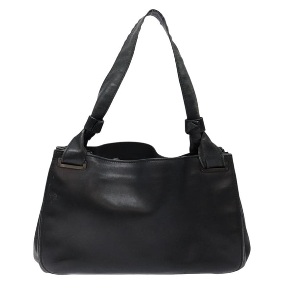 GUCCI Shoulder Bag Leather Black Silver 105376 Auth ep9793