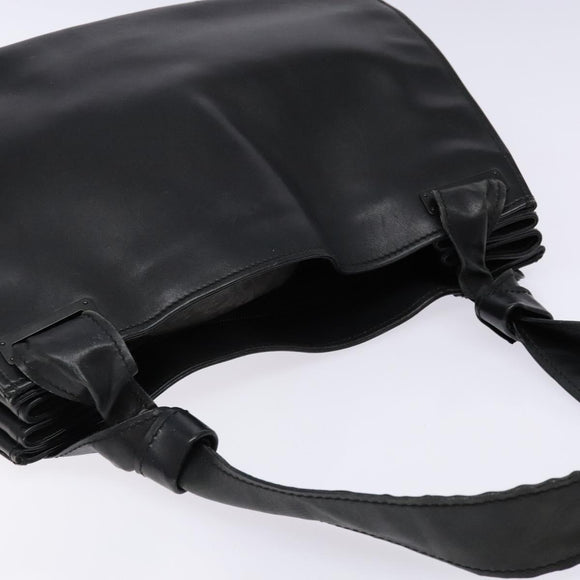 GUCCI Shoulder Bag Leather Black Silver 105376 Auth ep9793