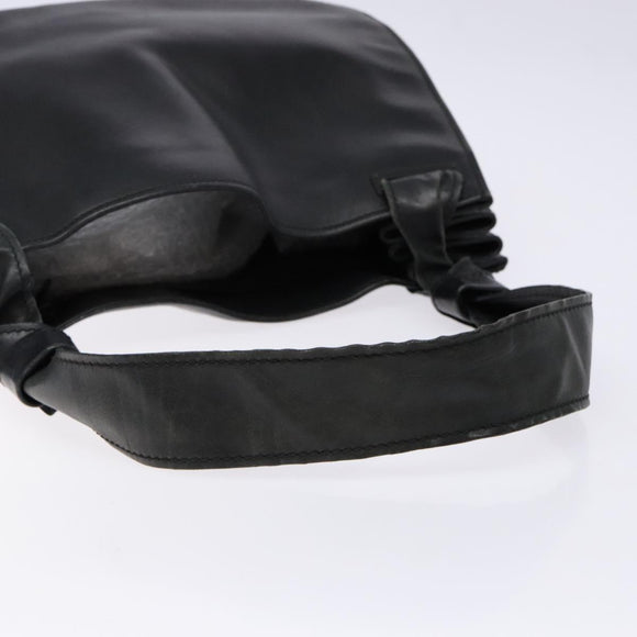 GUCCI Shoulder Bag Leather Black Silver 105376 Auth ep9793