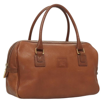 Burberrys Hand Bag Leather Brown Gold Auth ep9811