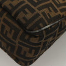 FENDI Zucca Canvas Shoulder Bag Brown Black Auth ep9812-14
