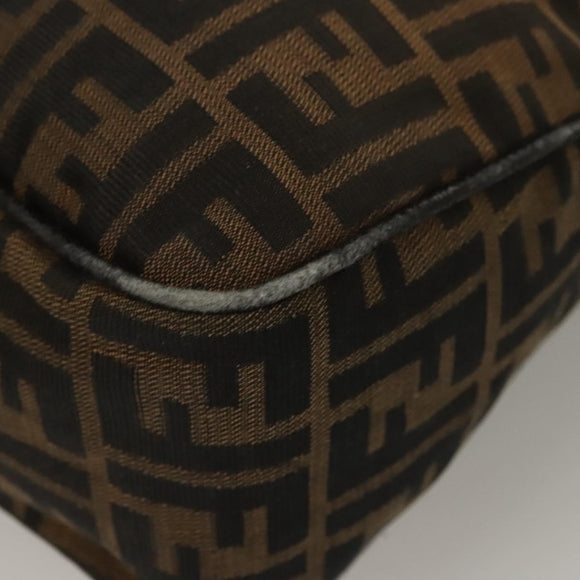 FENDI Zucca Canvas Shoulder Bag Brown Black Auth ep9812