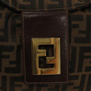 FENDI Zucca Canvas Shoulder Bag Brown Black Auth ep9812-17