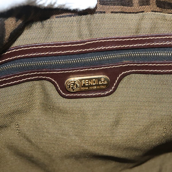 FENDI Zucca Canvas Shoulder Bag Brown Black Auth ep9812
