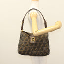 FENDI Zucca Canvas Shoulder Bag Brown Black Auth ep9812-23
