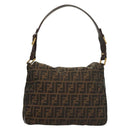 FENDI Zucca Canvas Shoulder Bag Brown Black Auth ep9812-2