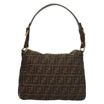 FENDI Zucca Canvas Shoulder Bag Brown Black Auth ep9812 - 0