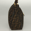 FENDI Zucca Canvas Shoulder Bag Brown Black Auth ep9812-4