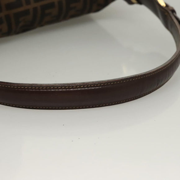 FENDI Zucca Canvas Shoulder Bag Brown Black Auth ep9812