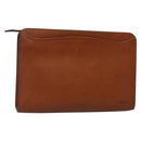 Burberrys Clutch Bag Leather Brown Gold Auth ep9814-1