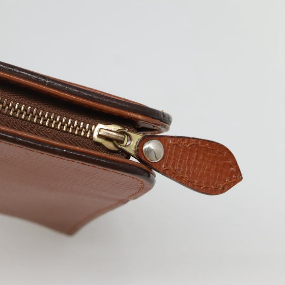 Burberrys Clutch Bag Leather Brown Gold Auth ep9814