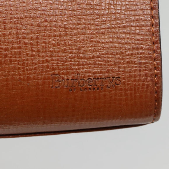 Burberrys Clutch Bag Leather Brown Gold Auth ep9814