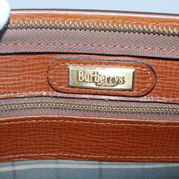Burberrys Clutch Bag Leather Brown Gold Auth ep9814