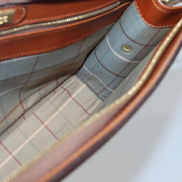 Burberrys Clutch Bag Leather Brown Gold Auth ep9814