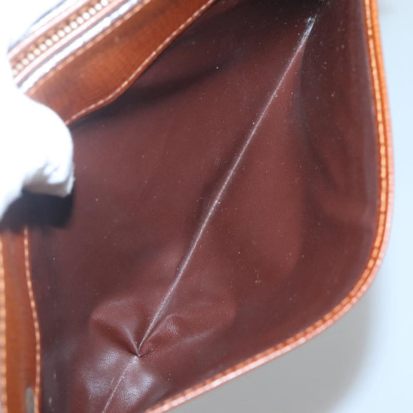 Burberrys Clutch Bag Leather Brown Gold Auth ep9814