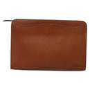 Burberrys Clutch Bag Leather Brown Gold Auth ep9814-13