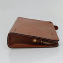 Burberrys Clutch Bag Leather Brown Gold Auth ep9814-4