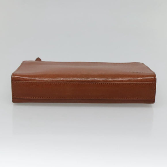 Burberrys Clutch Bag Leather Brown Gold Auth ep9814