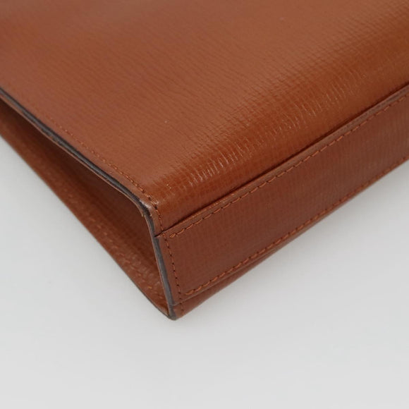 Burberrys Clutch Bag Leather Brown Gold Auth ep9814