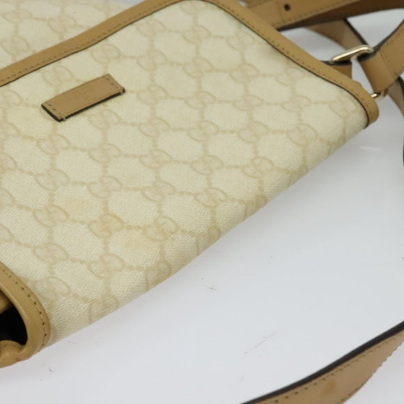 GUCCI GG Supreme Shoulder Bag PVC White Gold 223666 Auth ep9826